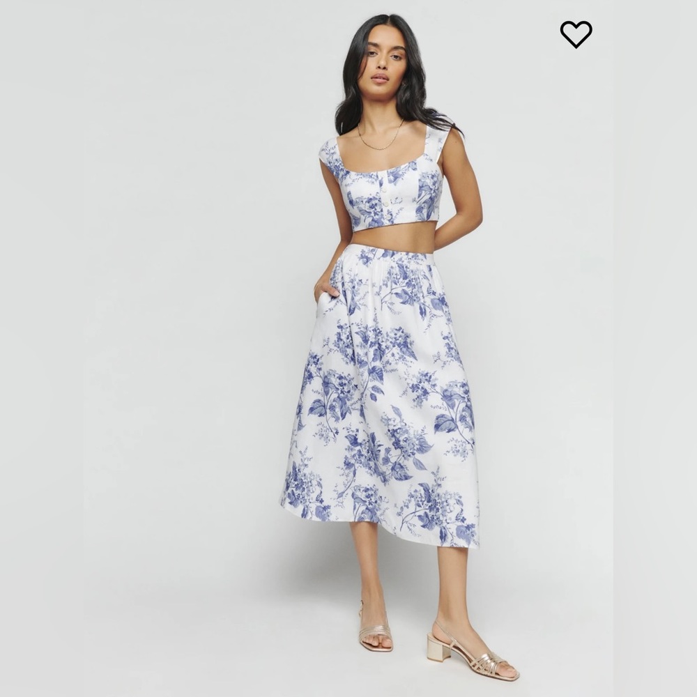 Reformation Teya Linen Two Piece Lupine Size 10